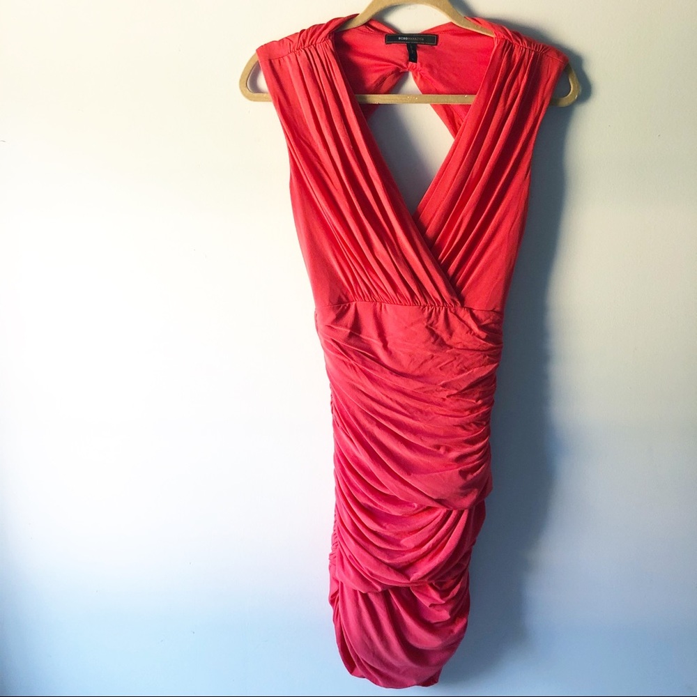 BCBGMaxAzria Lou Poppy Orange Ruched Bodycon Dress Size Small - Picture 5 of 8